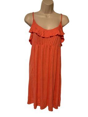 Vintage Y2K Old Navy Womens Size Large Orange Milkmaid Babydoll Dress Knee Lengt